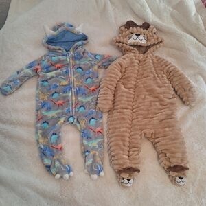 Lot of 2 - Warm Zip Up Boys 3-6M Fleece Body Suits One Piece Koalababy Mick Mack